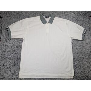 Vintage Five Star Shirt Men Large White Made In The USA Short Sleeve Polo Casual